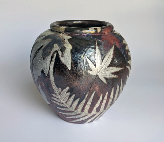 "Fern & Leaf-Imprints" Raku Vase - Dave & Boni Deal